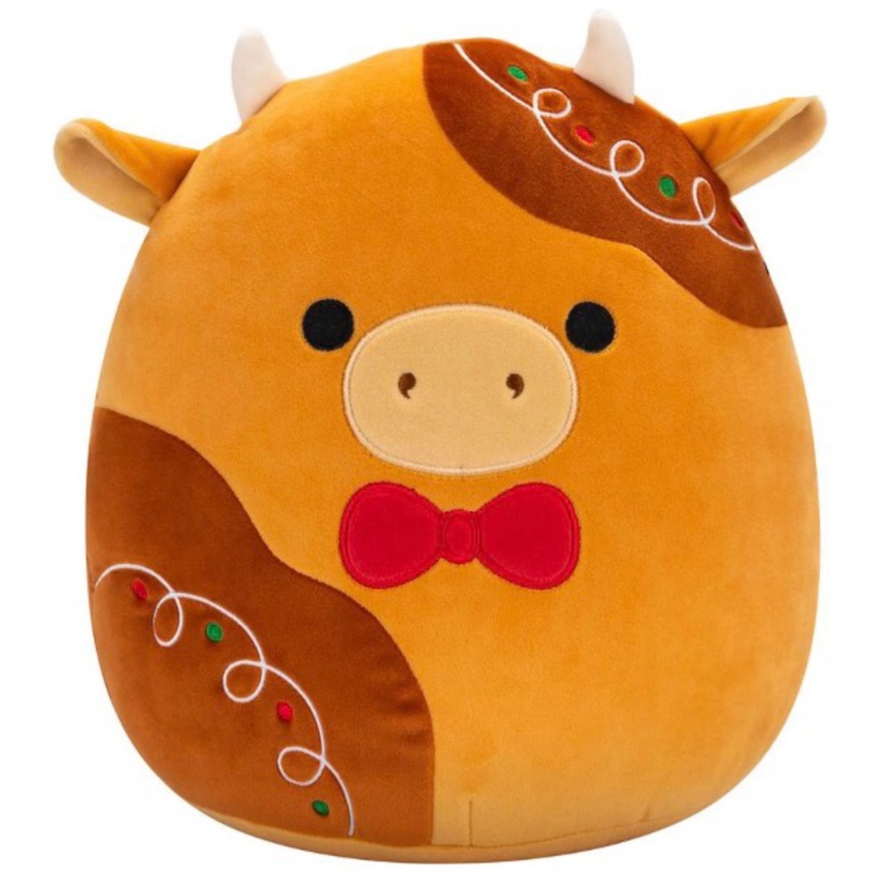 Squishmallows Christmas Squad Holiday Gingerbread Cow Jericho Squish Plush
